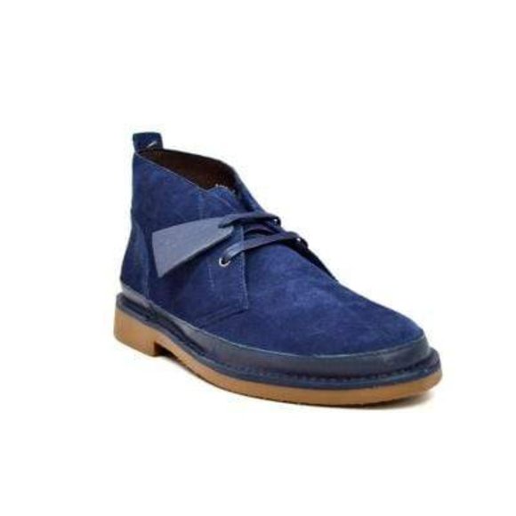 British Walkers Cambridge Men's Blue Suede Desert Boots - Picture 3 of 7